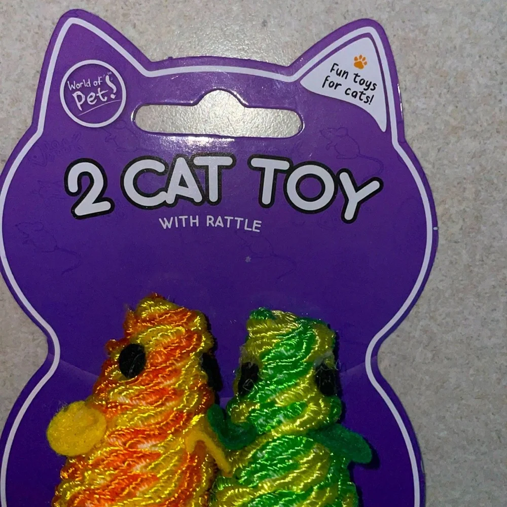 Cat toy mice with rattles and feather tails